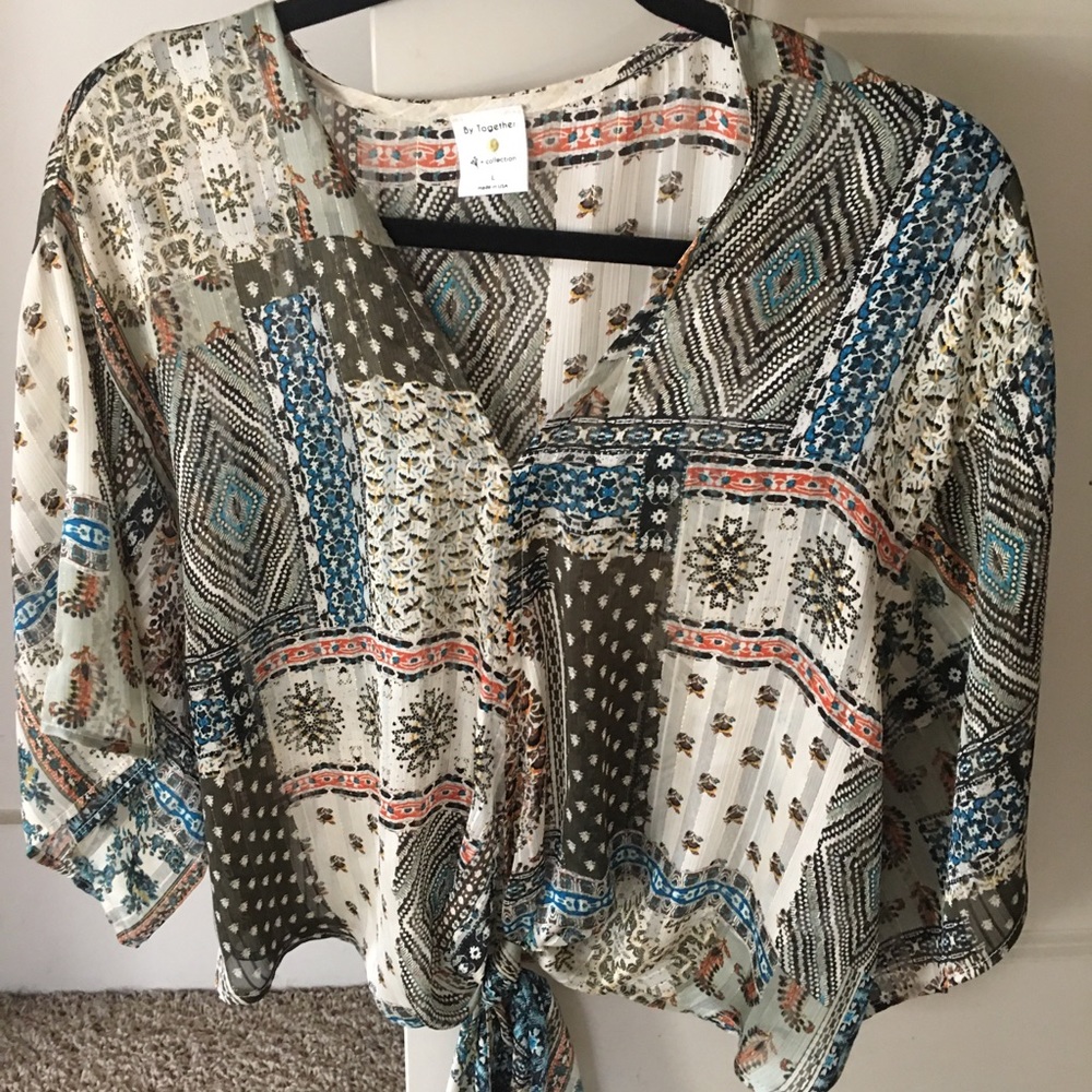 3/4 sheer multi colored top